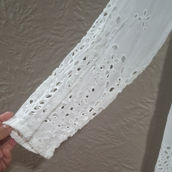 Johnny Was Wome's White Embellished Tunic with Mandarin Collar Size L - Picture 4 of 12